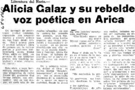 Alicia Galaz y su rebelde voz poética en Arica