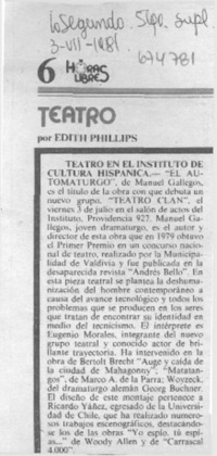 Teatro en el Instituto de Cultura Hispánica.