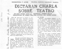 Dictarán charla sobre teatro.