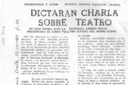 Dictarán charla sobre teatro.