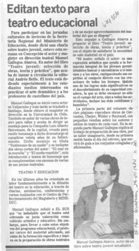 Editan texto para teatro educacional.