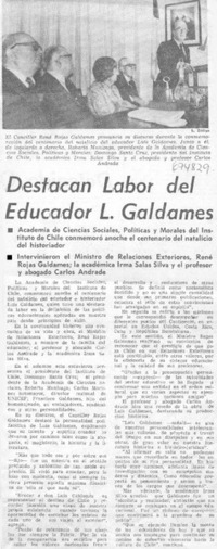 Destacan labor del educador L. Galdames.