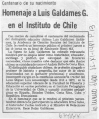 Homenaje a Luis Galdames G. en el Instituto de Chile.