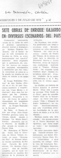 Siete obras de Enrique Gajardo en diversos escenarios del país
