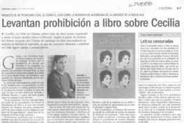 Levantan prohibición a libro de Cecilia.