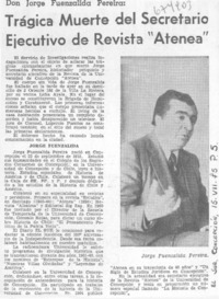 Trágica muerte del secretario ejecutivo de revista "Atenea"