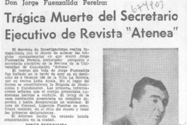 Trágica muerte del secretario ejecutivo de revista "Atenea"