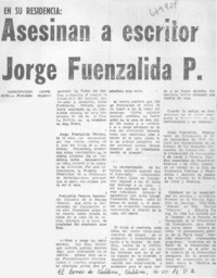Asesinan a escritor Jorge Fuenzalida P.