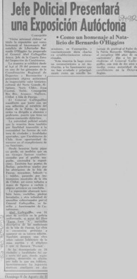 Jefe policial presentará una exposición autóctona.