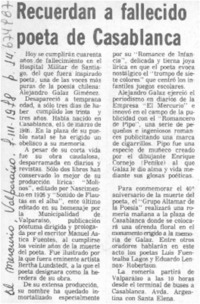 Recuerdan a fallecido poeta de Casablanca