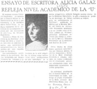 Ensayo de escritora Alicia Galaz refleja nivel académico de la "U"
