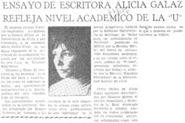 Ensayo de escritora Alicia Galaz refleja nivel académico de la "U"