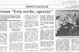 Estrenan "Esta noche opereta".