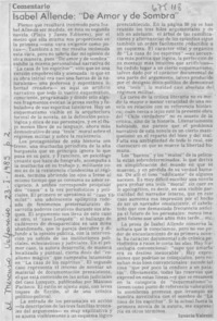 Isabel Allende, "de amor y de sombra"