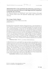 Aproximación a las nociones de infancia y juventud