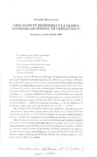 Cide Hamete Benengeli y la gloria literaria de Miguel de Cervantes