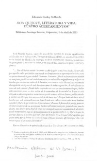 Don Quijote, literatura y vida: Cuatro acercamientos