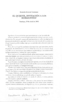 El Quijote, invitación a los horizontes