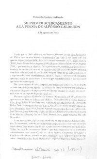 Mi primer acercamiento a la poesía de Alfonso Calderón