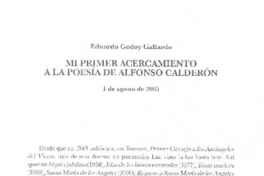 Mi primer acercamiento a la poesía de Alfonso Calderón