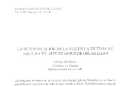 La reivindicacion de la voz de la víctima de tortura en Arte de Morir de Oscar Hahn