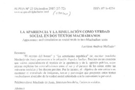 La apariencia y la simulación como verdad social en dos textos machadianos