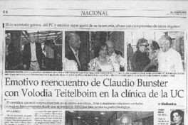 Emotivo encuentro de Claudio Bunster con Volodia Teitelboim en la clínica de la UC