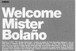 Welcome mister Bolaño