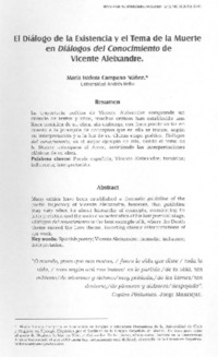El diálogo de la existencia y el tema de la muerte en Diálogos del conocimiento de Vicente Aleixandre