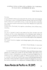 Algunas notas acerca de la fiesta y el carnaval en Juan Ruiz, Arcipreste de Hita