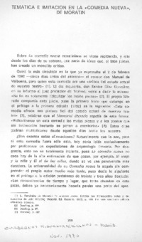 Temática e imitación en la "comedia nueva" de Moratín