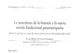 La reescritura de la historia y la nueva novela fundacional puertorriqueña