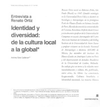 Entrevista a Renato Ortiz Identidad y diversidad: de la cultura local a la global