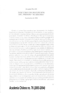 Discurso de recepción del Premio "Academia"