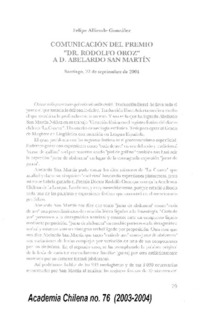 Comunicación del Premio "Dr. Rodolfo Oroz" a D. Abelardo San Martín