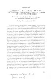 "Éramos los elegidos del sol", la variedad creacionista en la poesía de Vicente Huidobro