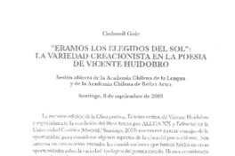 "Éramos los elegidos del sol", la variedad creacionista en la poesía de Vicente Huidobro