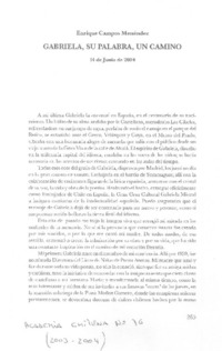 Gabriela, su palabra, un camino