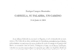 Gabriela, su palabra, un camino