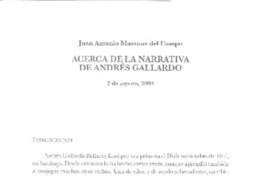 Acerca de la narrativa de Andrés Gallardo