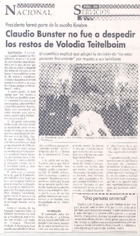 Claudio Bunster no fue a despedir los restos de Volodia Teitelboim