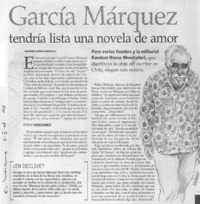 García Márquez tendría lista una novela de amor