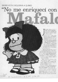 "No me enriquecí con Mafalda" (entrevista)