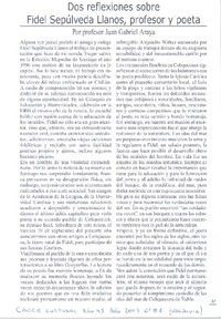 Dos reflexiones sobre Fidel Sepúlveda, profesor y poeta