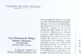 Luis Martínez de Mingo: Miedo y Literatura.