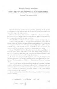 Recuerdos de mi vocación literaria