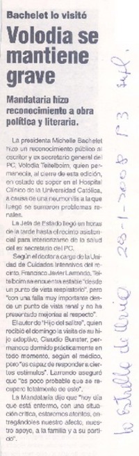 Volodia se mantiene grave