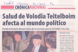 Salud de Volodia Teitelboim afecta al mundo político