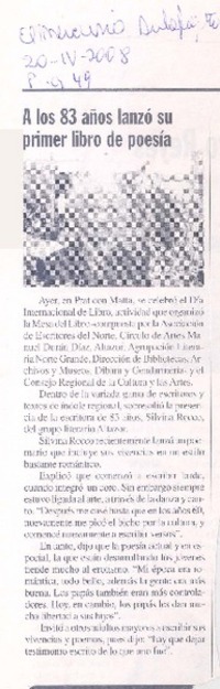 A los 83 años lanzó su primer libro de poesía