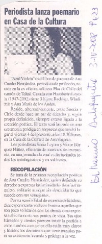 Periodista lanza poemario en Casa de la Cultura